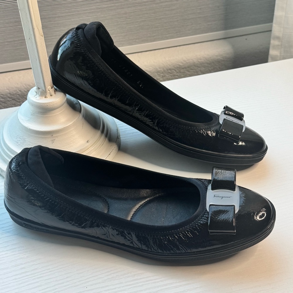 FERRAGAMO
Savina Bow-embellished Quilted Leather Ballet Flats